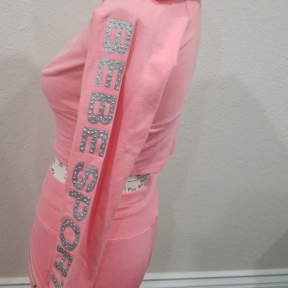 New Bebe 2pc coral pink hoodie &lounge pants  xs/s Y2K vintage 2000 - Picture 2 of 8